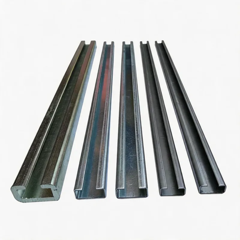 WQL-E C-channel mounting rail size range — multiple sizes comparison — DIN 3015
