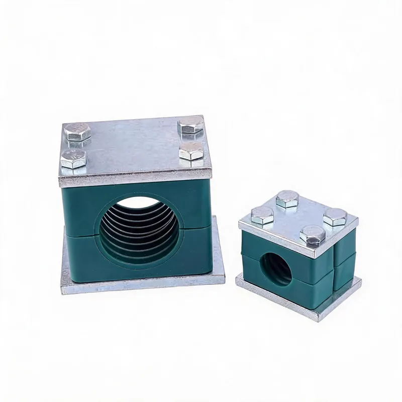 WQH reinforced single pipe clamp — angled view, steel — DIN 3015-2, ø14–108 mm