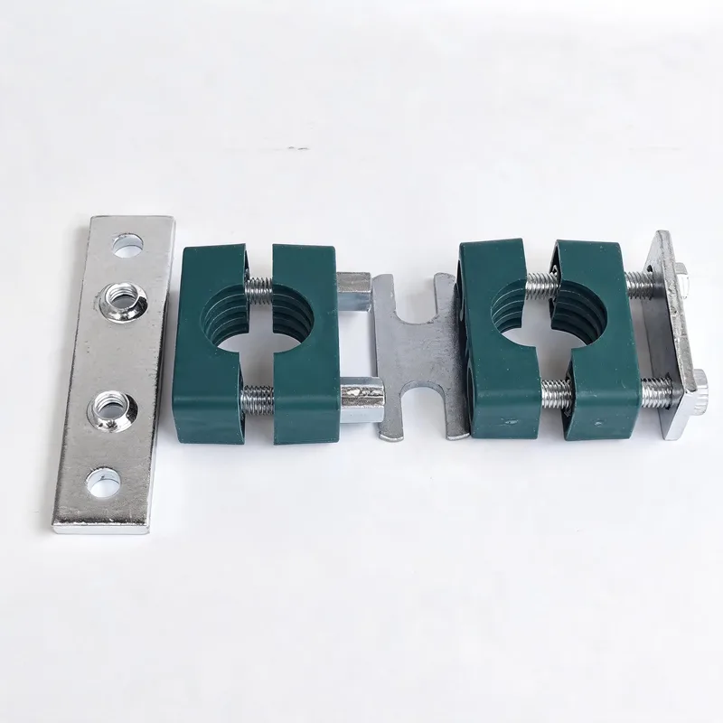 WQH extended-base stacking pipe clamp — exploded view: body, bolt, nut, extended stacking