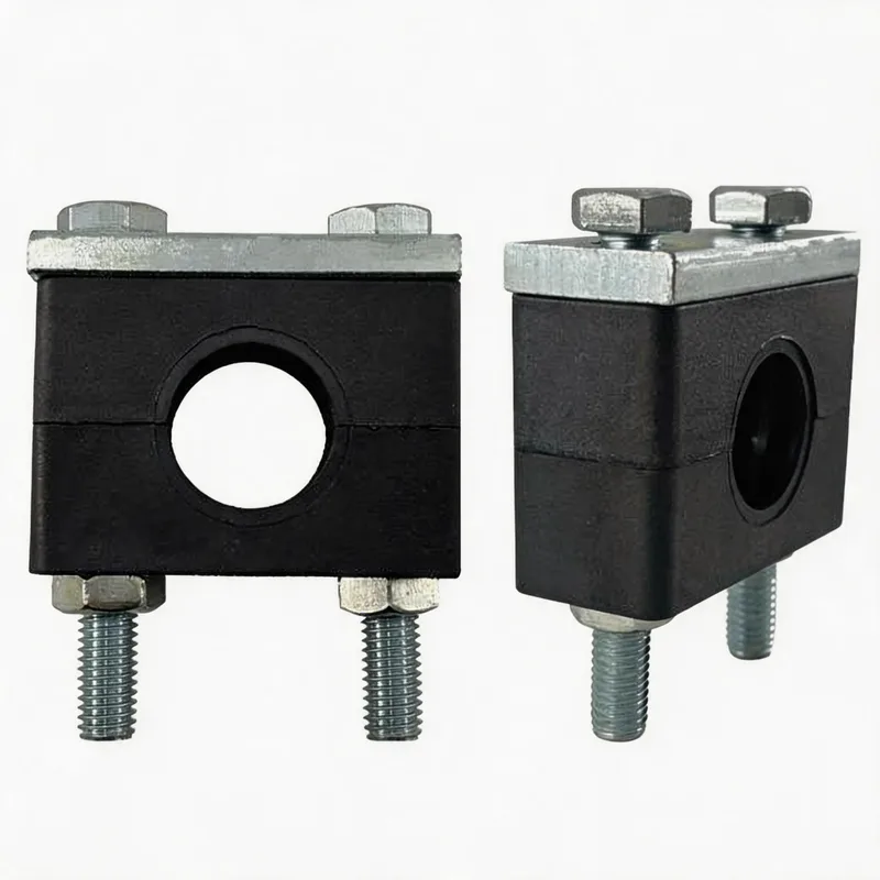 WQH nylon long-bolt pipe clamp size range — ø14–108 mm comparison — DIN 3015-2