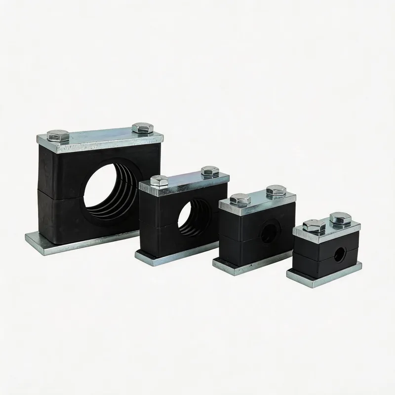WQH outer-hex single nylon pipe clamp size range — ø14–108 mm comparison — DIN 3015-2