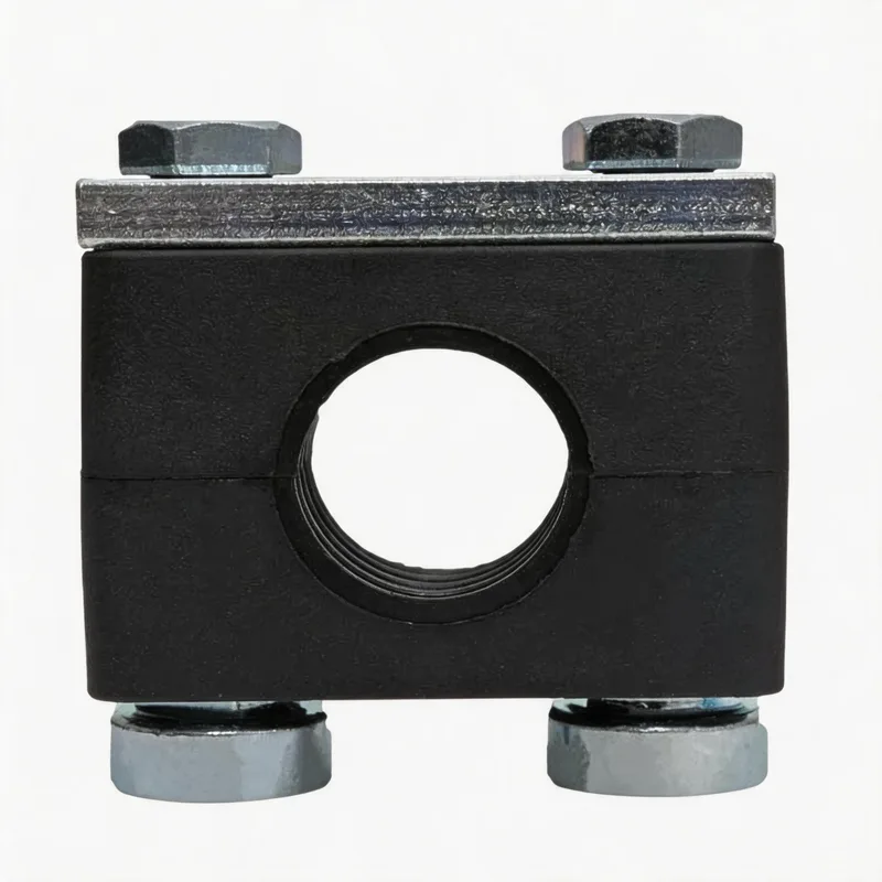 WQH outer-hex rail-nut nylon pipe clamp — WeiQue nylon body — DIN 3015-2, ø14–108 mm