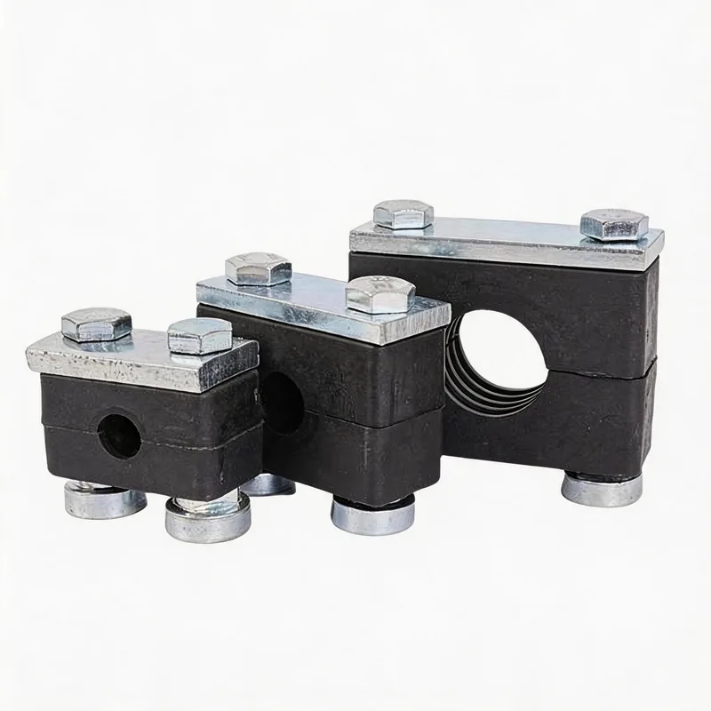 WQH outer-hex rail-nut nylon pipe clamp size range — ø14–108 mm comparison — DIN 3015-2