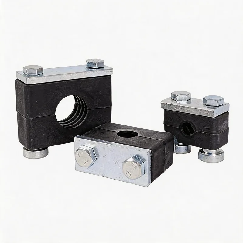 WQH outer-hex rail-nut nylon pipe clamp size range — ø14–108 mm comparison — DIN 3015-2