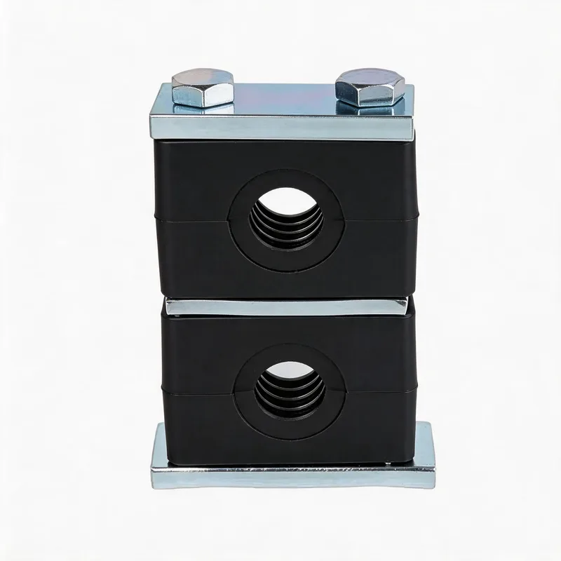 WQH outer-hex stacking nylon pipe clamp — WeiQue nylon body — DIN 3015-2, ø14–108 mm