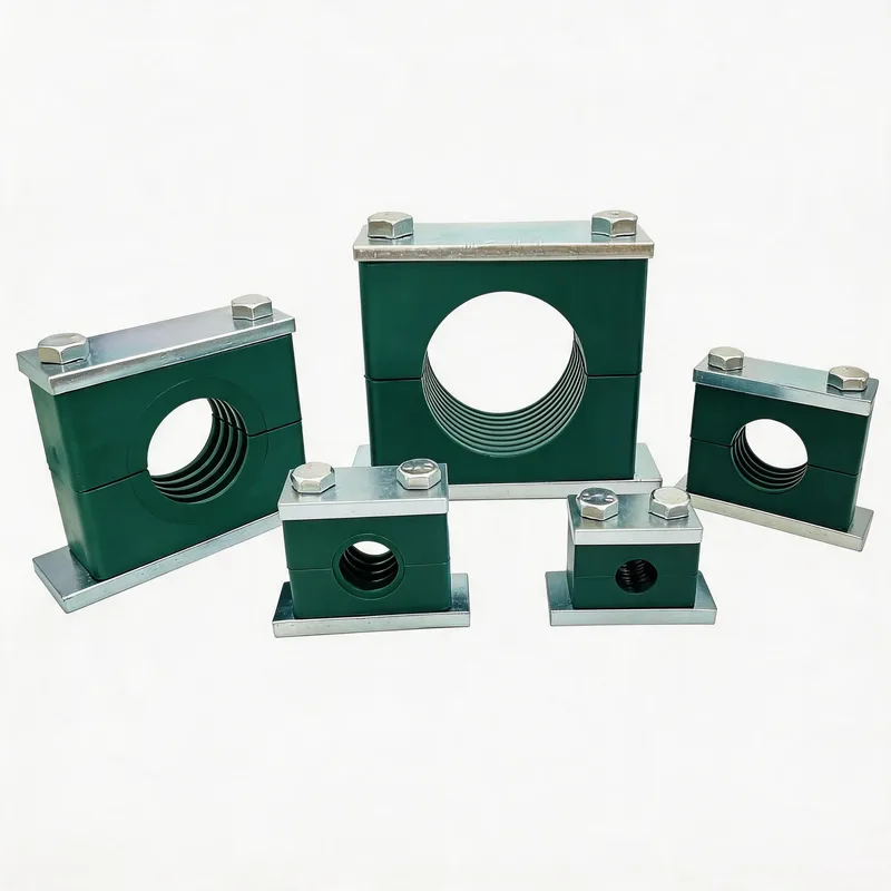 WQH outer-hex single plastic pipe clamp size range — ø14–108 mm comparison — DIN 3015-2
