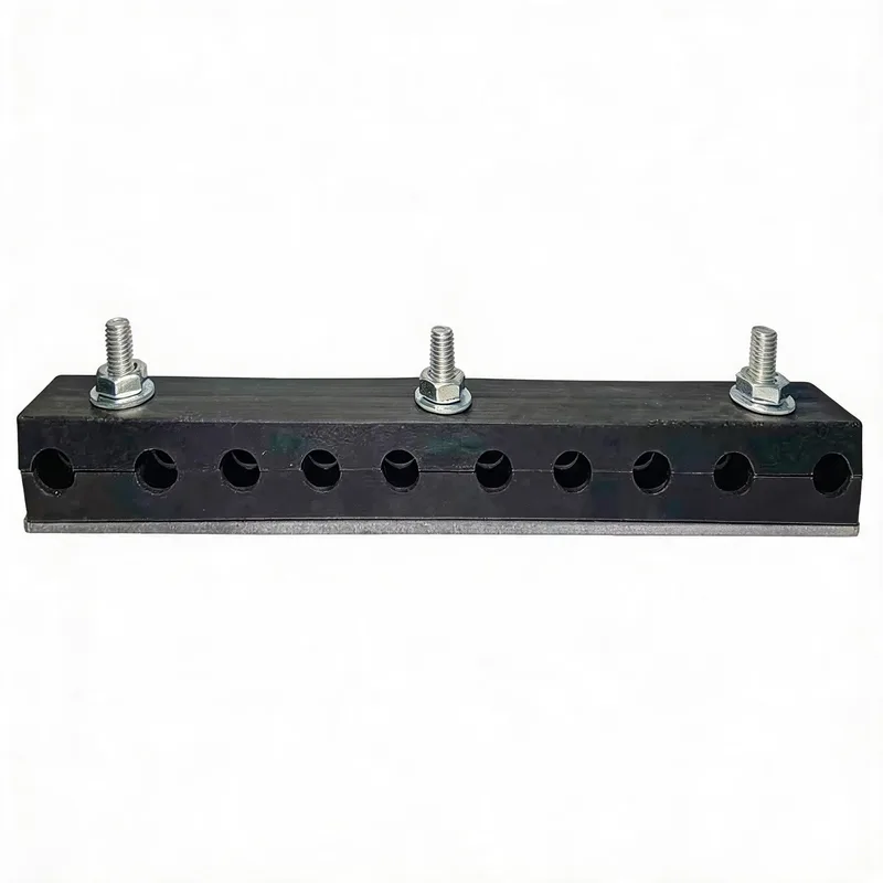 WQB marine ten-hole single-row clamp — angled view, nylon / stainless 316L — marine DIN 3015, ø6–54 mm