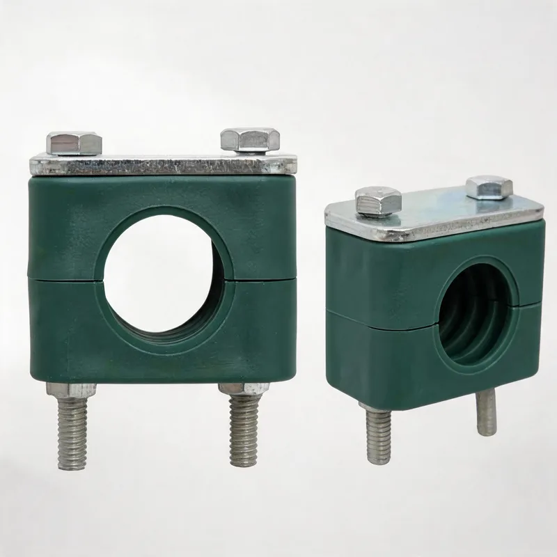 WQL plastic long-bolt pipe clamp size range — ø6–108 mm comparison — DIN 3015-1