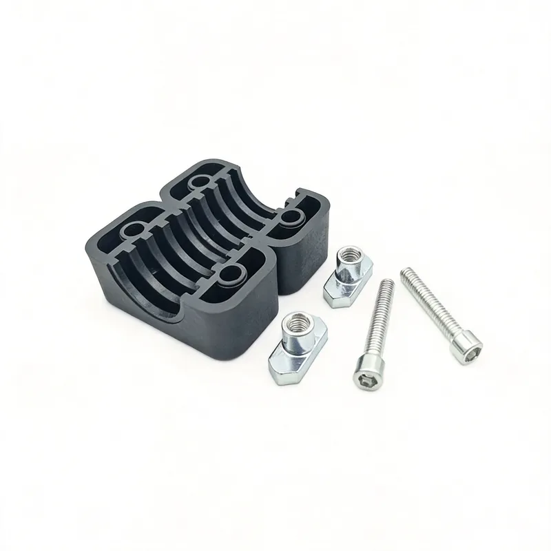 WQL·G10 pipe clamp — exploded view: body, bolt, nut, rail-nut