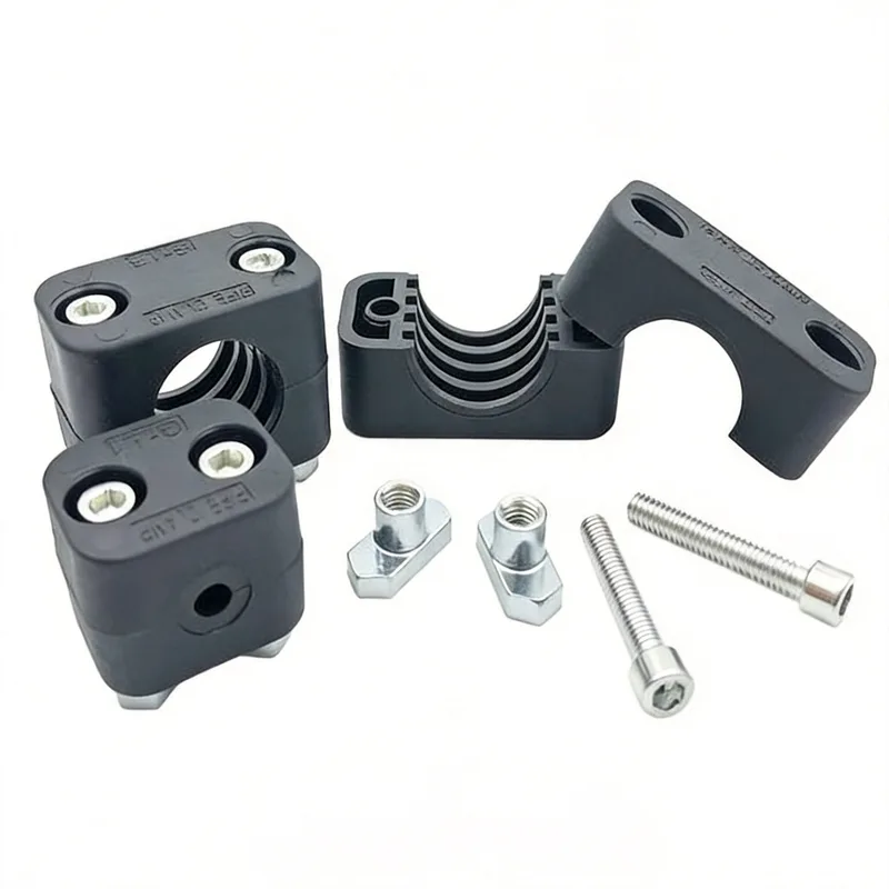 WQL·G10 pipe clamp — exploded view: body, bolt, nut, rail-nut