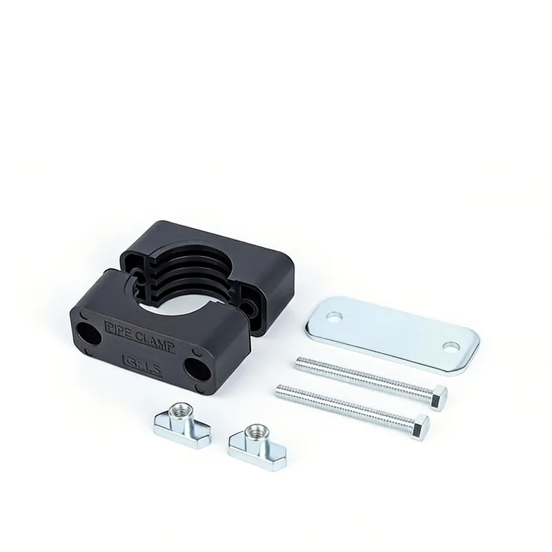 WQL·G12 pipe clamp — exploded view: body, bolt, nut, rail-nut