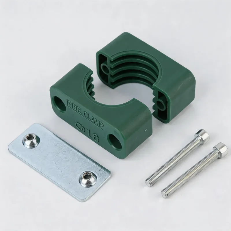 WQL·G2 pipe clamp — exploded view: body, bolt, nut, welded base