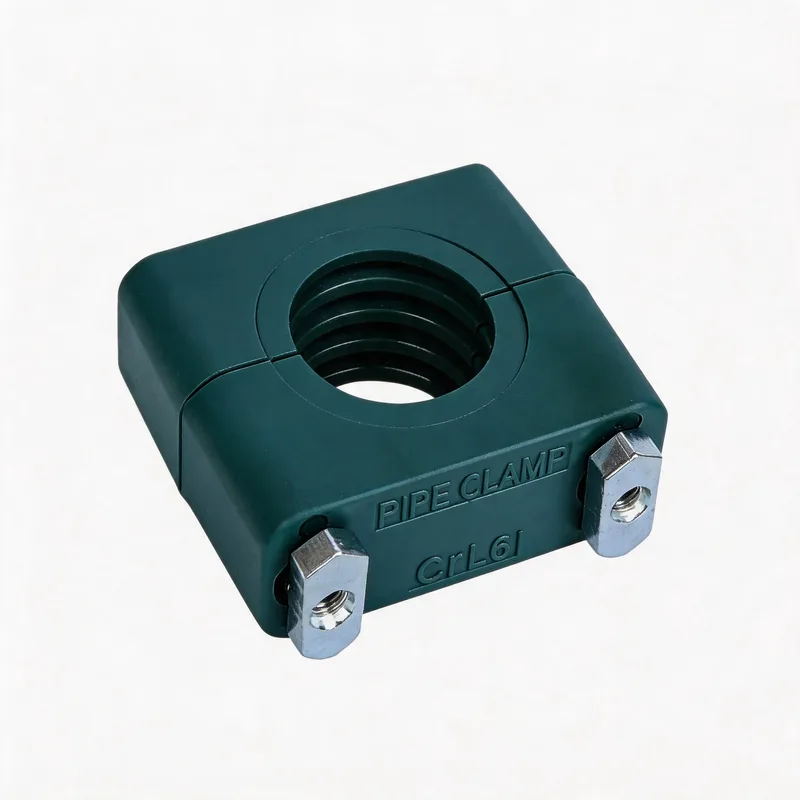 WQL·G10 pipe clamp — angled view, plastic body — DIN 3015-1, ø6–108 mm