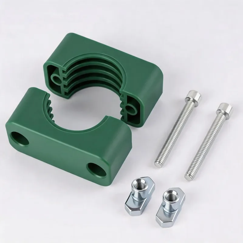 WQL·G10 pipe clamp — exploded view: body, bolt, nut, rail-nut