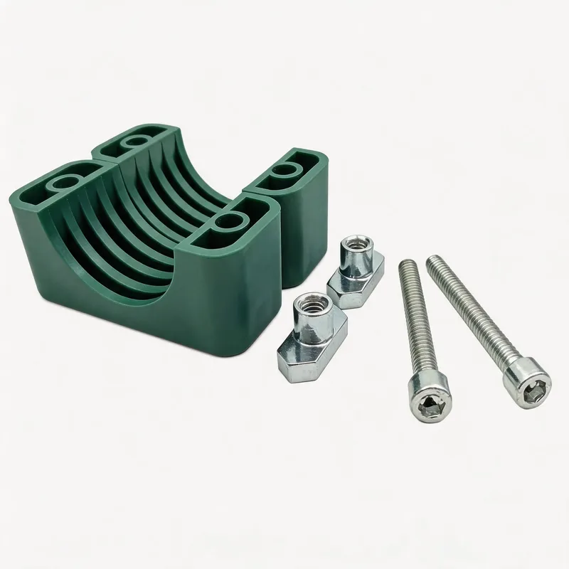 WQL·G10 pipe clamp — exploded view: body, bolt, nut, rail-nut