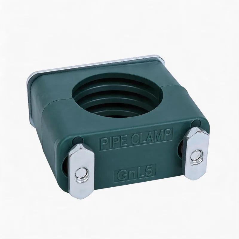 WQL·G12 pipe clamp — angled view, plastic body — DIN 3015-1, ø6–108 mm