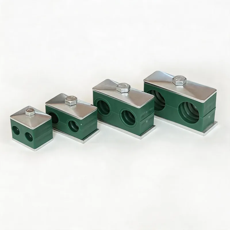 WQL/WQT light twin-hole plastic pipe clamp size range — ø6–108 mm comparison — DIN 3015-1