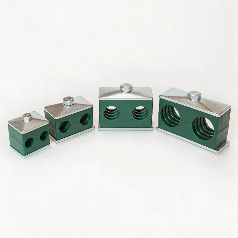 WQL/WQT light twin-hole plastic pipe clamp size range — ø6–108 mm comparison — DIN 3015-1