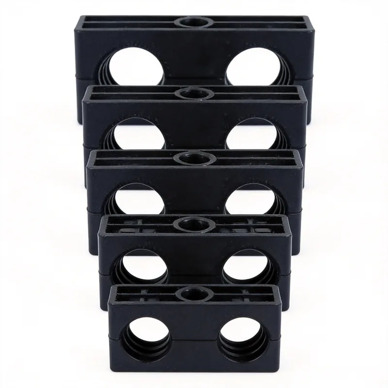 WQL/WQT light twin-hole nylon pipe clamp size range — ø6–108 mm comparison — DIN 3015-1
