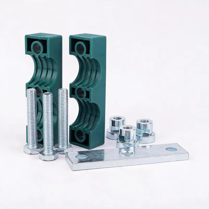 WQT heavy twin lateral rail-nut pipe clamp — exploded view: body, bolt, nut, twin lateral rail-nut