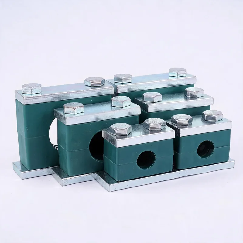 WQT heavy twin coupling pipe clamp size range — ø14–108 mm comparison — DIN 3015-2